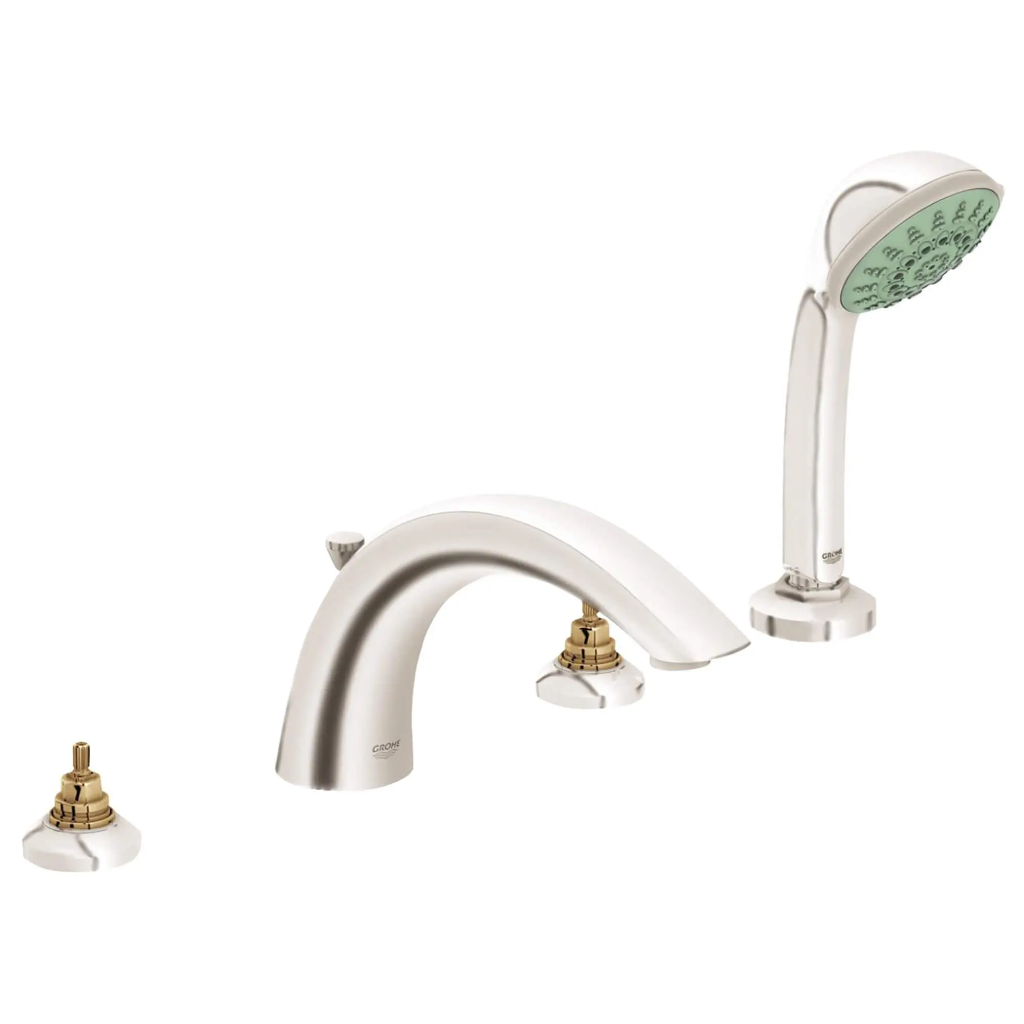 4-Hole 2-Handle Deck Mount Roman Tub Faucet with 2.5 GPM Hand Shower